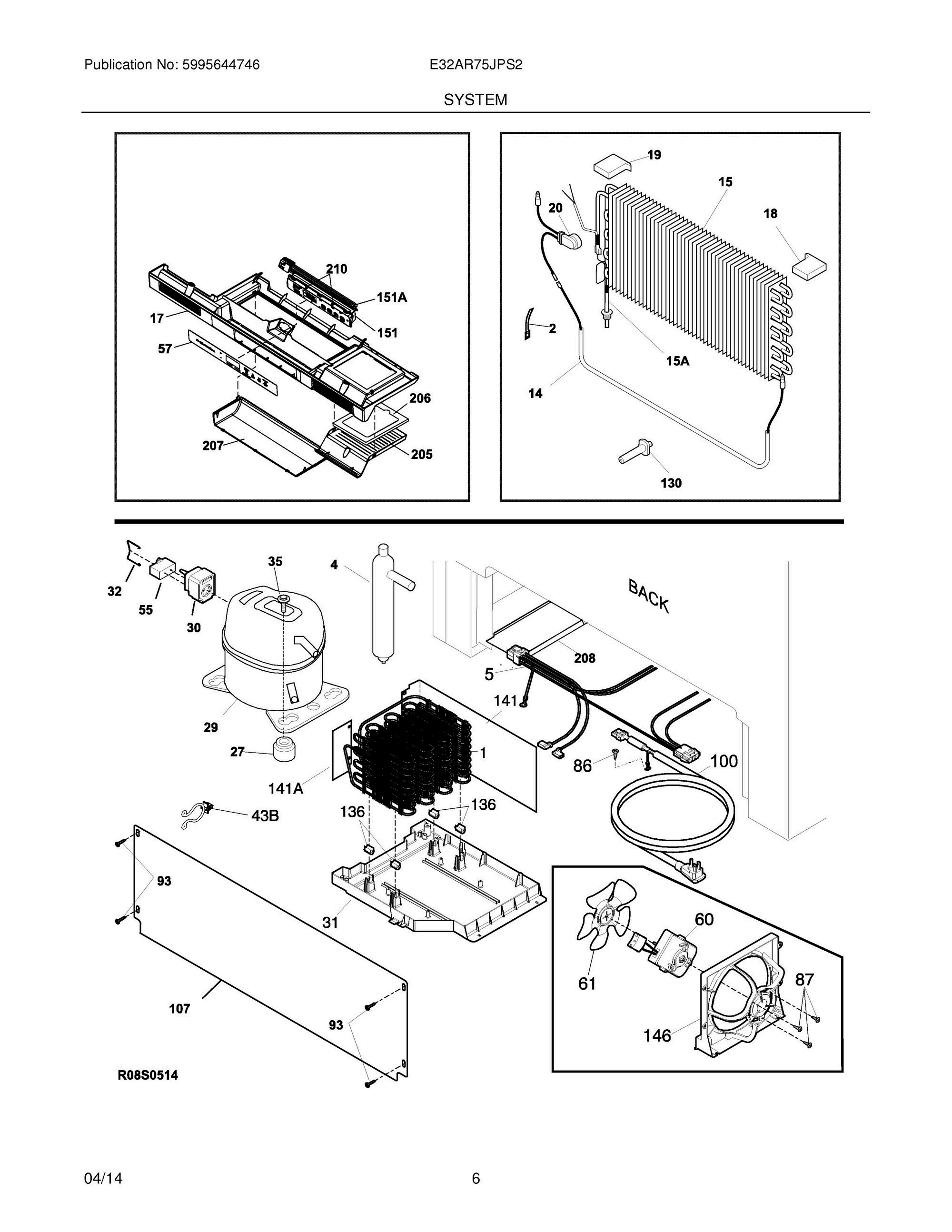 07 - SYSTEM Diagram and Parts List for E32AR75JPS2  Frigidaire Refrigerator