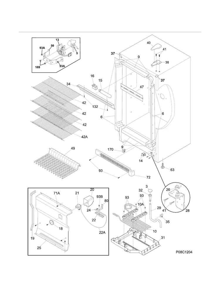 Cabinet Diagram and Parts List for 25360722013  Kenmore Refrigerator
