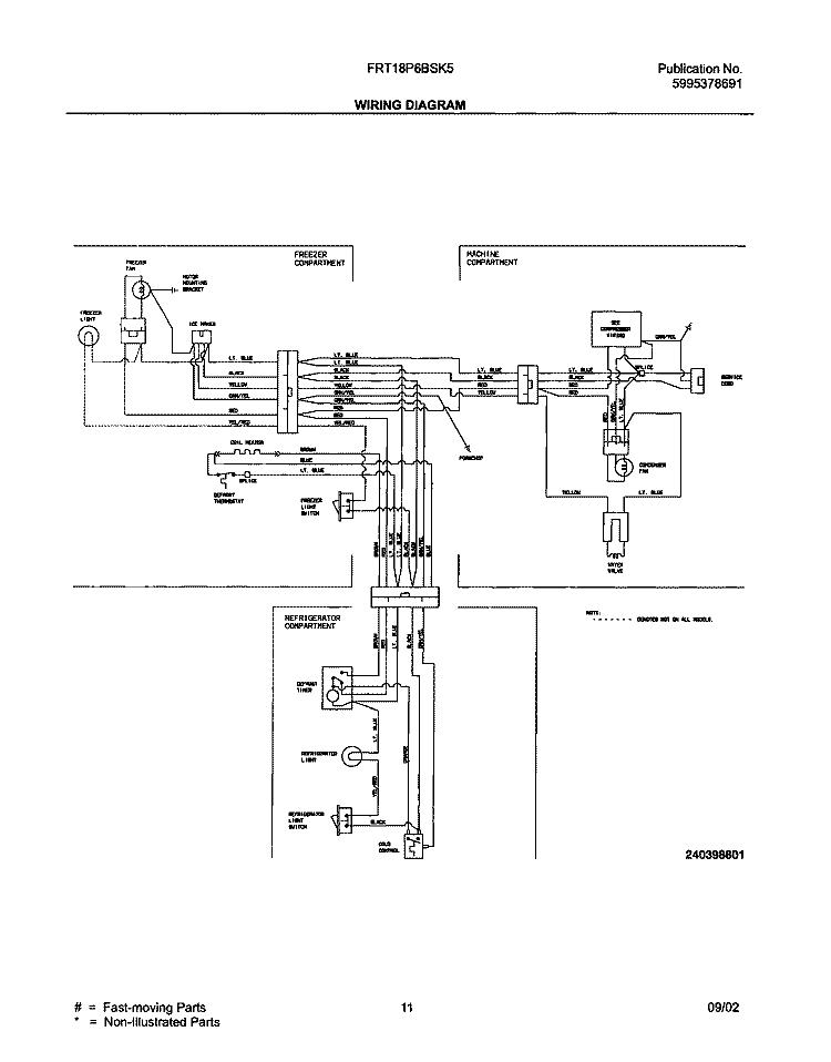 WIRING DIAGRAM Diagram and Parts List for FRT18P6BSK5  Frigidaire Refrigerator