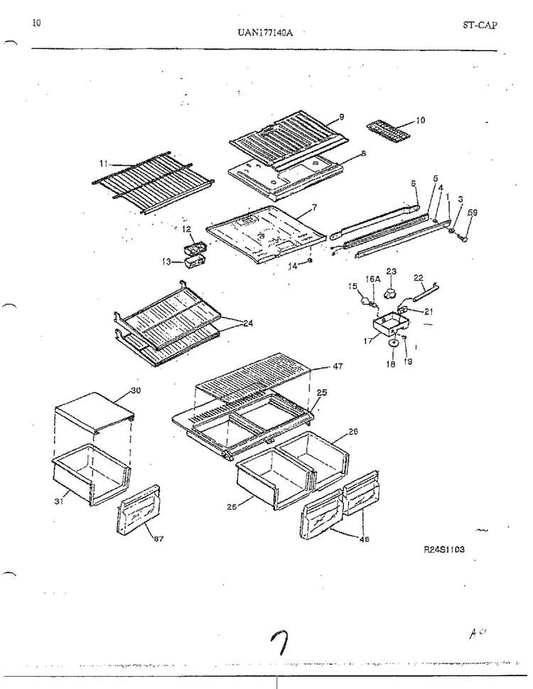 Refrigerator Page 7 Diagram and Parts List for 17714-0A  Frigidaire Refrigerator