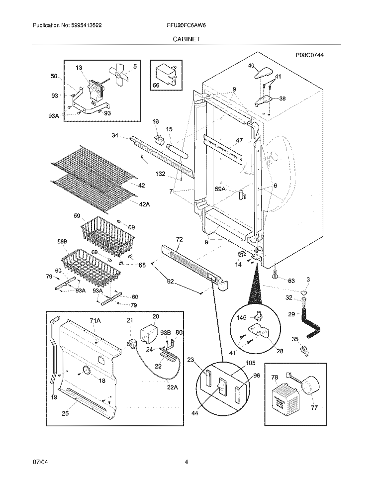 CABINET Diagram and Parts List for FFU20FC6AW6  Frigidaire Freezer