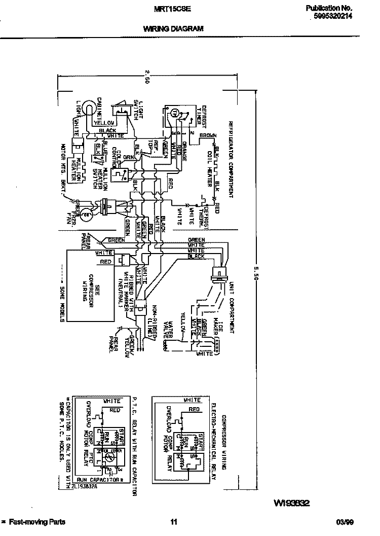 WIRING DIAGRAM Diagram and Parts List for MRT15CSEDB  Frigidaire Refrigerator