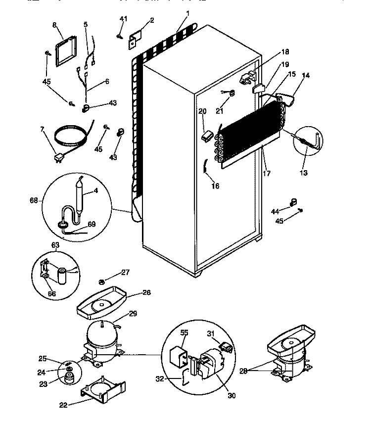 SYSTEM Diagram and Parts List for MRT21NNCW0  Uni Refrigerator