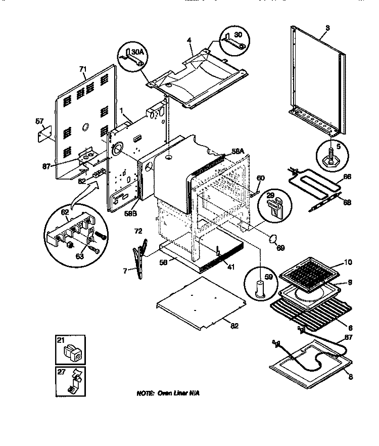 BODY Diagram and Parts List for TEF324BCDA  Tappan Range