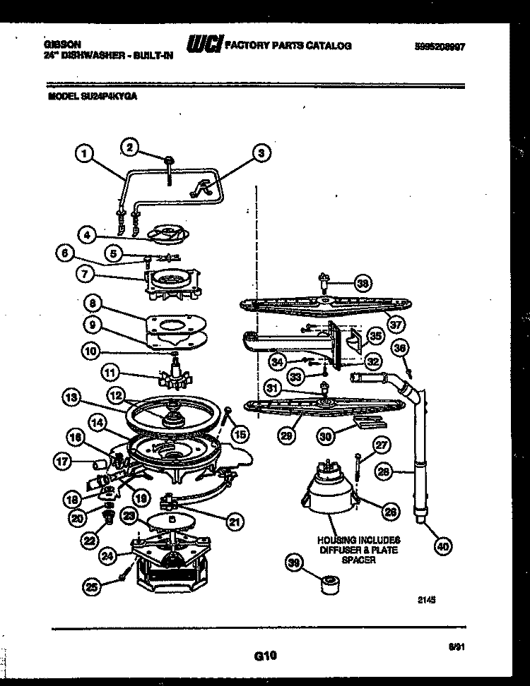MOTOR PUMP PARTS Diagram and Parts List for SU24P4KYGA  Gibson Dishwasher