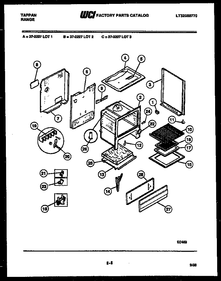 BODY PARTS Diagram and Parts List for 37-2227-23-01  Tappan Range