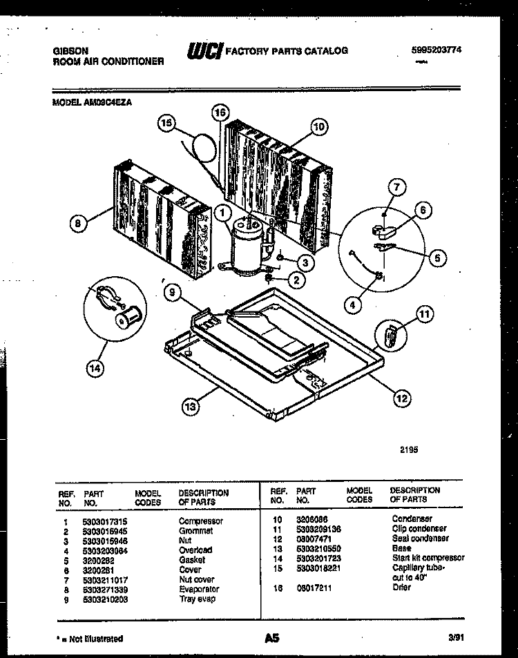SYSTEM PARTS Diagram and Parts List for AM09C4EZA  Gibson Air Conditioner
