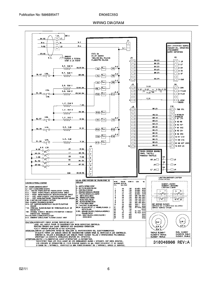 WIRING DIAGRAM Diagram and Parts List for EW36EC55GW2  Electrolux Cooktop
