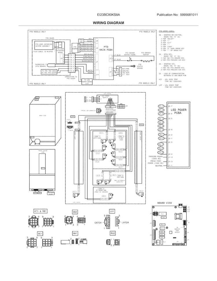 Wiring Schematic Diagram and Parts List for EI23BC80KS8A  Electrolux Refrigerator