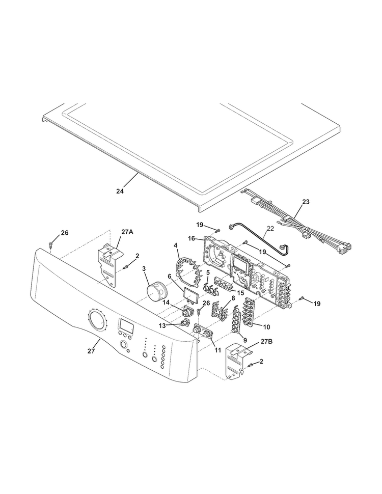 Controls/top Diagram and Parts List for EIMED55IMB2  Electrolux Dryer