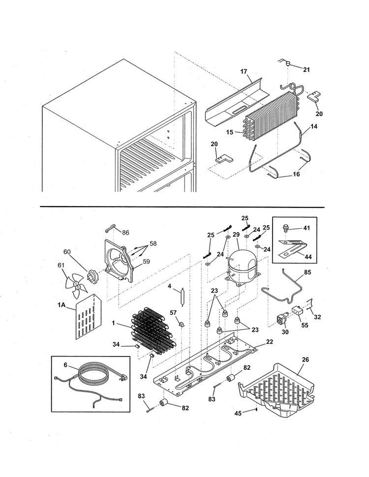 System Diagram and Parts List for FFHT2126LM8  Frigidaire Refrigerator