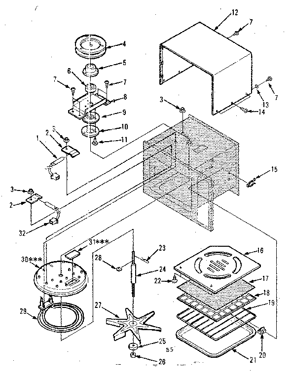 Cavity Parts-b Diagram and Parts List for 5648698510  Kenmore Microwave