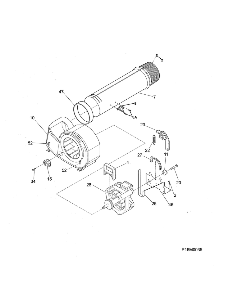 Motor Diagram and Parts List for 41788022000  Kenmore Dryer