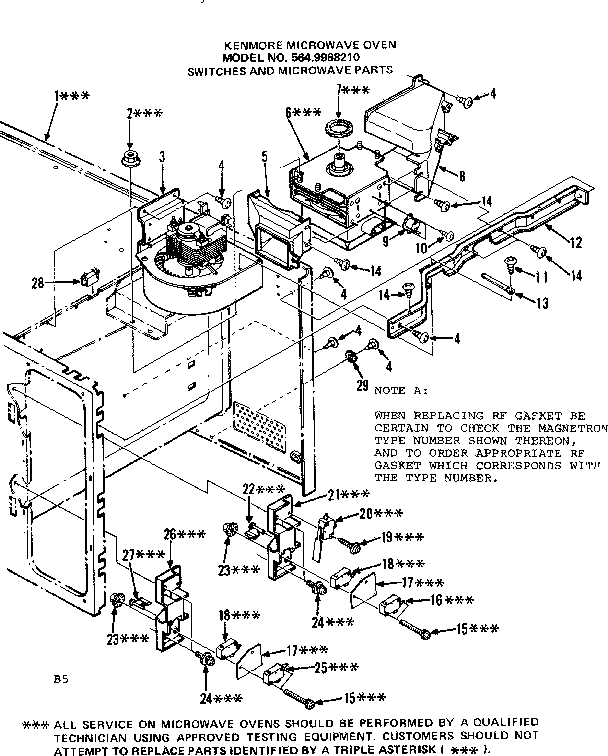 Switches And Microwave Parts Diagram and Parts List for 5649988210  Kenmore Microwave