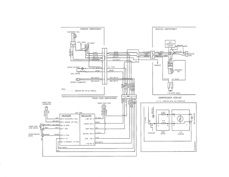 Wiring Diagram Diagram and Parts List for FFTR1514QW2  Frigidaire Refrigerator