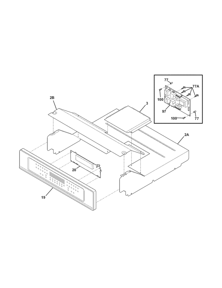 Control Panel Diagram and Parts List for FGET2765KFB  Frigidaire Wall Oven
