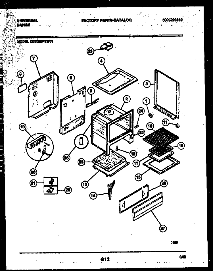 BODY PARTS Diagram and Parts List for CE300SP2Y1  Frigidaire Range
