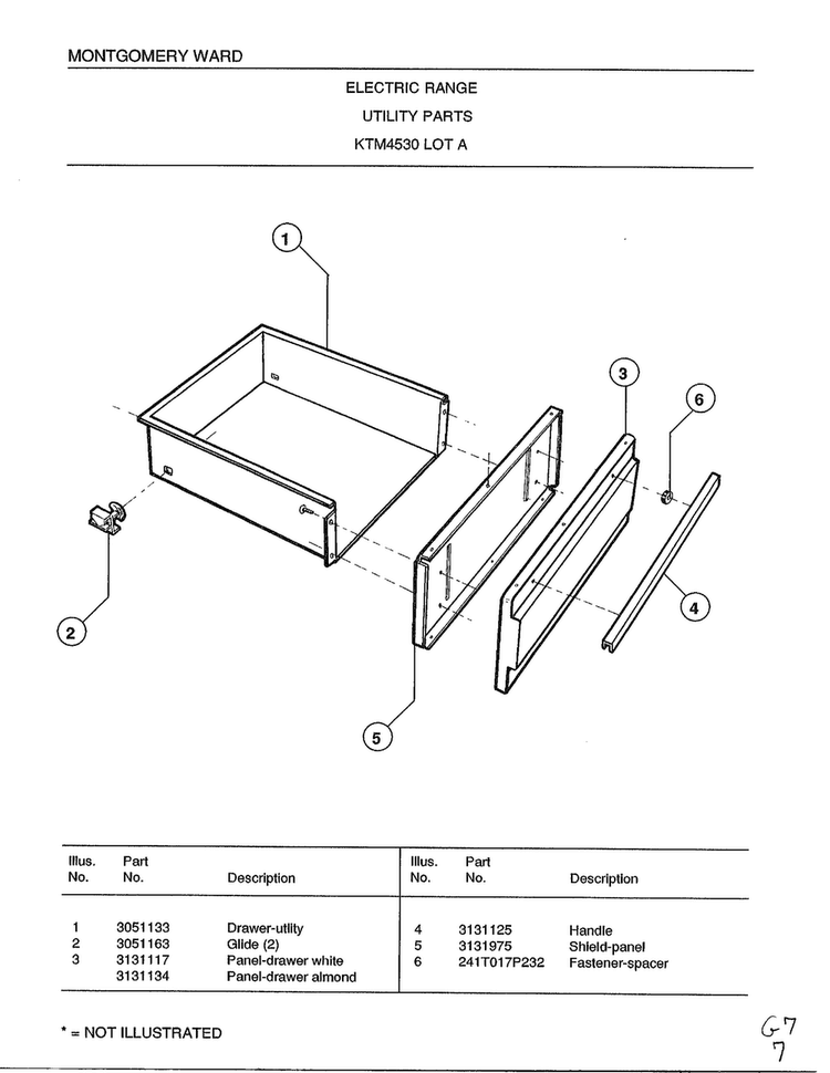 Utility Parts Diagram and Parts List for 4530A  Frigidaire Range