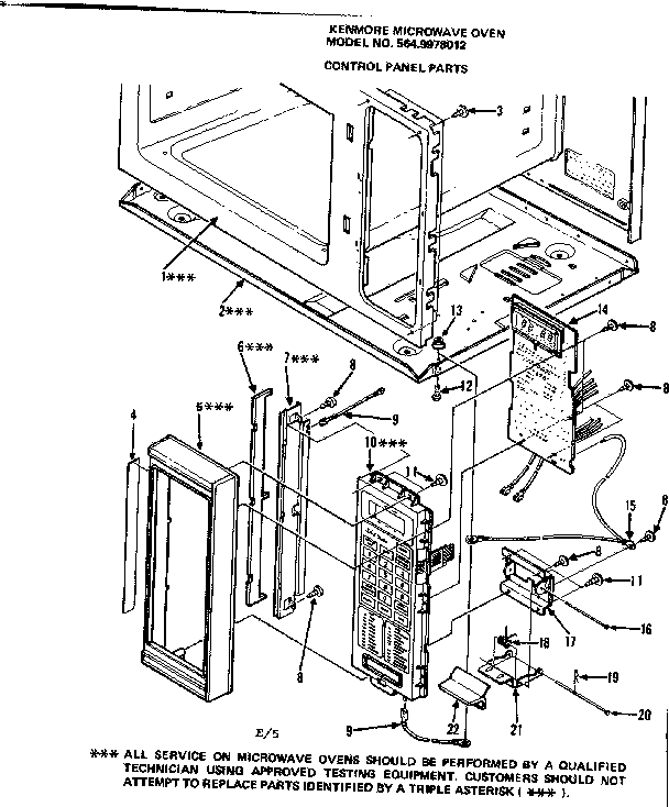 Control Panel Parts Diagram and Parts List for 5649978012  Kenmore Microwave