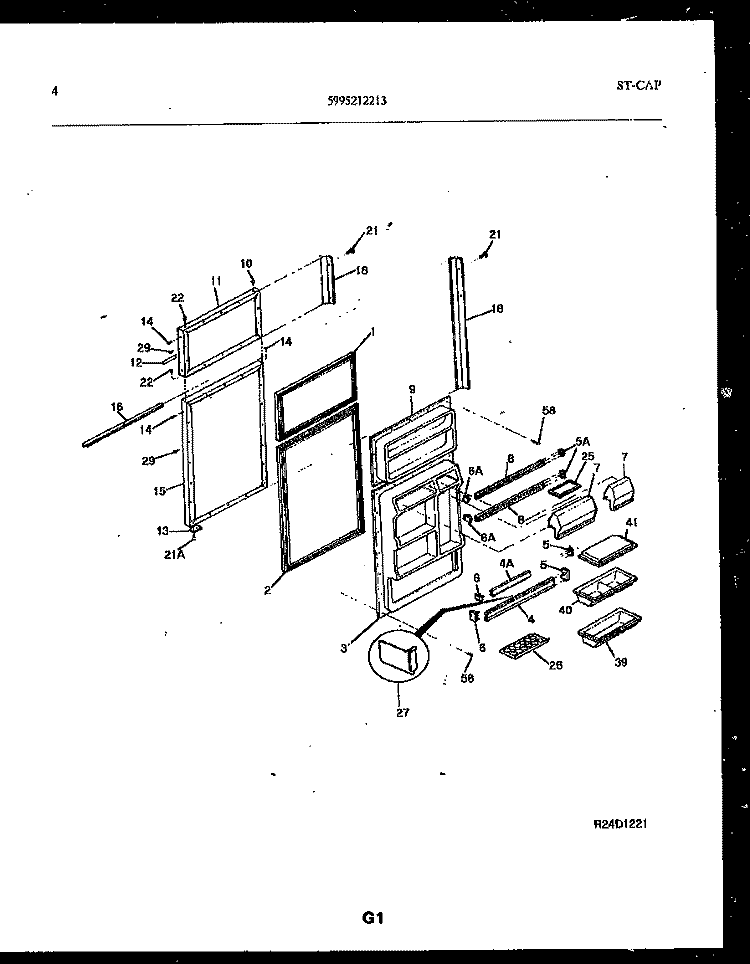 DOOR PARTS Diagram and Parts List for FPCE21TPW1  Frigidaire Refrigerator