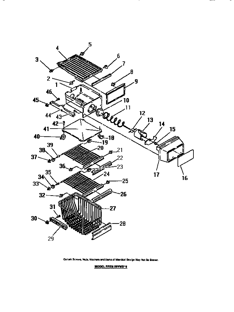 INTERIOR FREEZER COMPARTMENT Diagram and Parts List for FPEM26VWDW0  Frigidaire Refrigerator