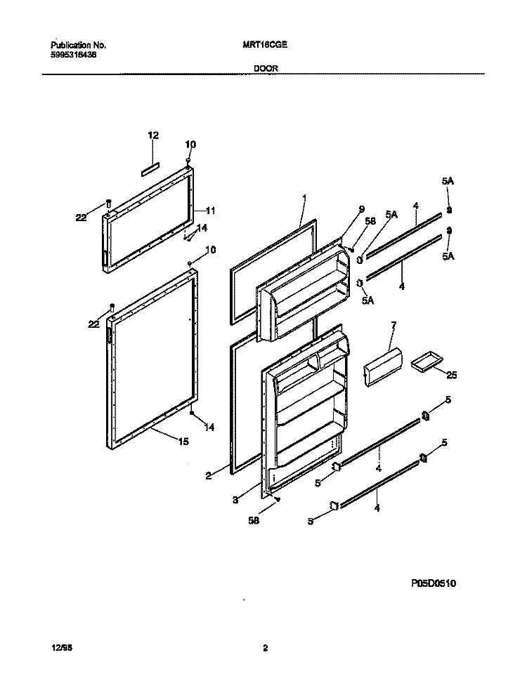DOOR Diagram and Parts List for MRT16CGEZ8  Uni Refrigerator