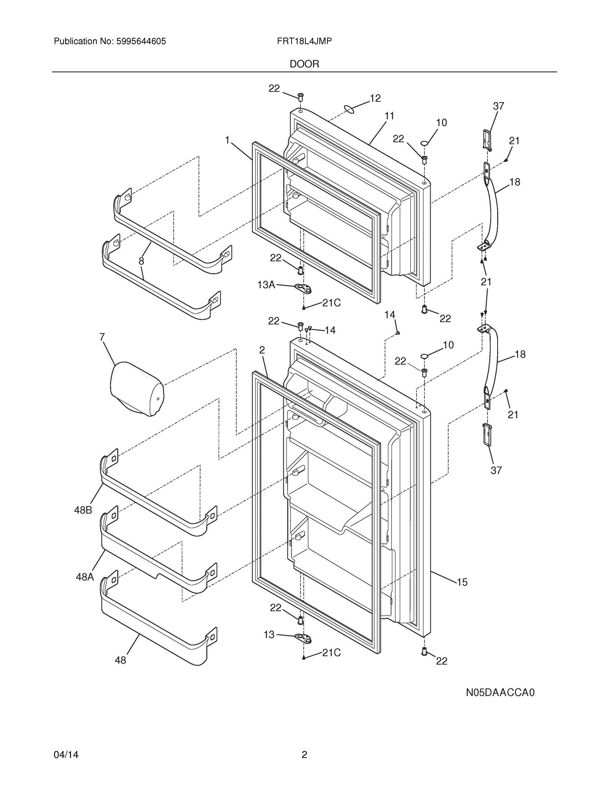 03 - DOORS Diagram and Parts List for FRT18L4JMP  Frigidaire Refrigerator
