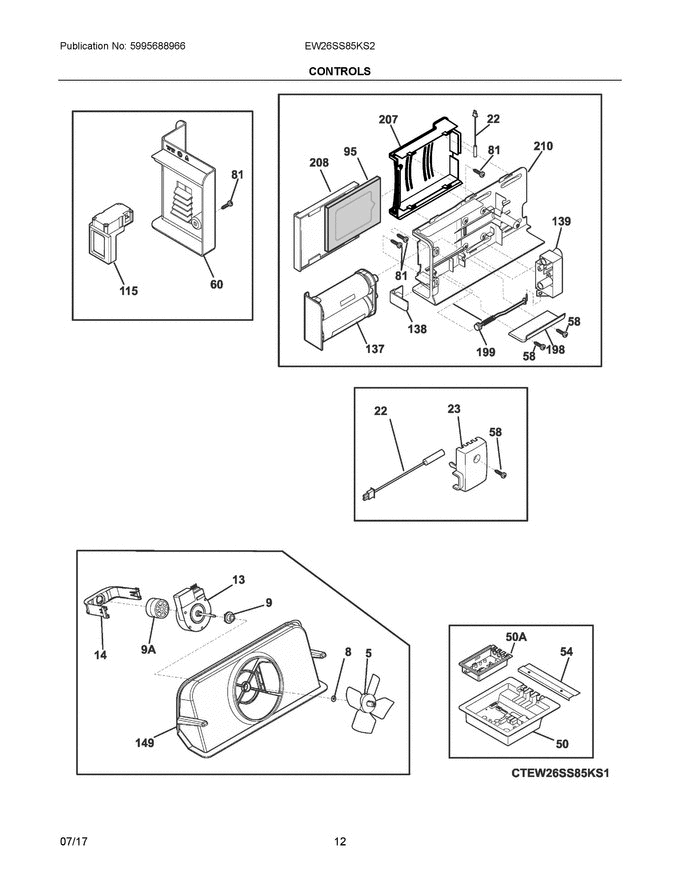 06 - Controls Diagram and Parts List for EW26SS85KS2  Electrolux Refrigerator