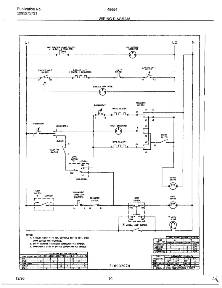 Wiring Diagram Diagram and Parts List for 486540D  Frigidaire Range