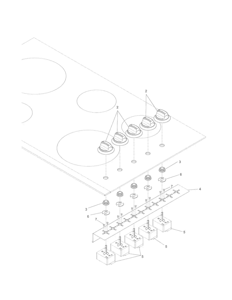 Control Panel Diagram and Parts List for FFEC3624PSA  Frigidaire Cooktop