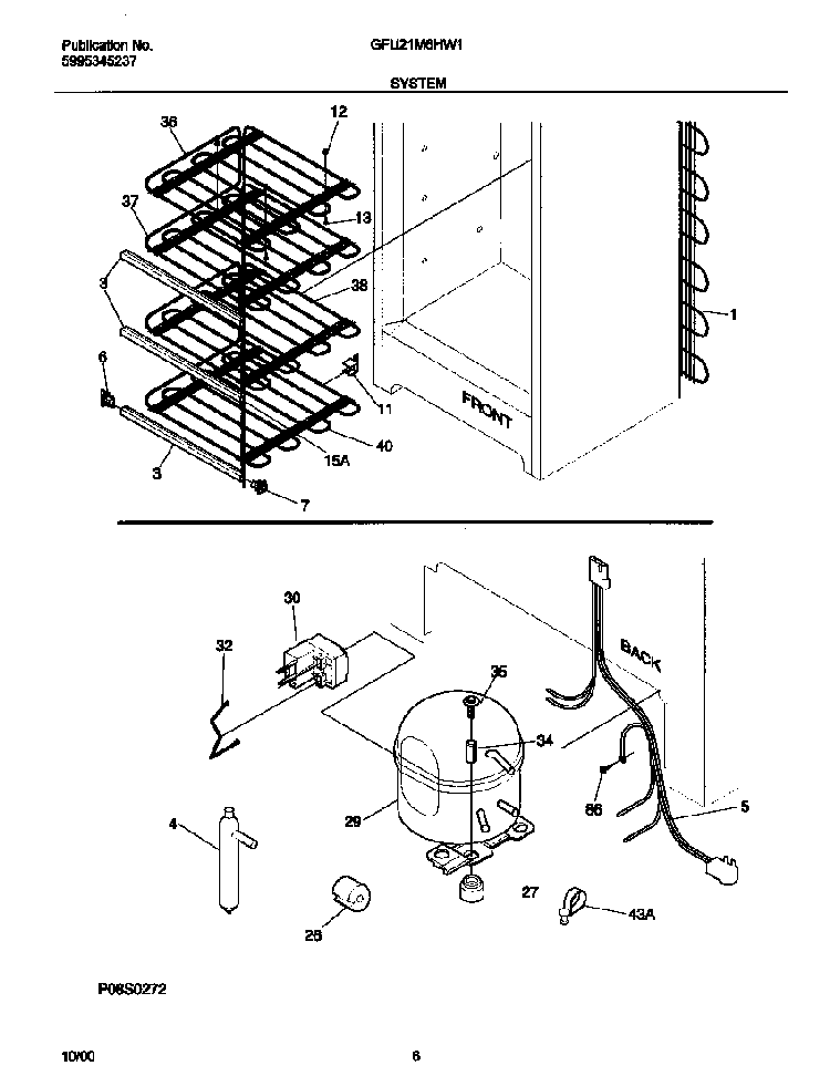 System Diagram and Parts List for GFU21M6HW1  Gibson Freezer