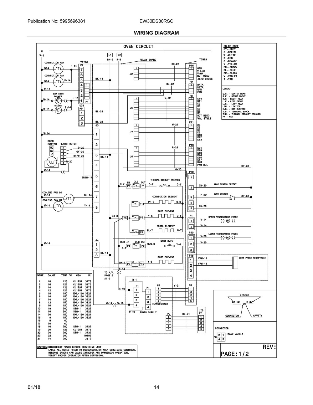 Wiring Diagram Diagram and Parts List for EW30DS80RSC  Frigidaire Range