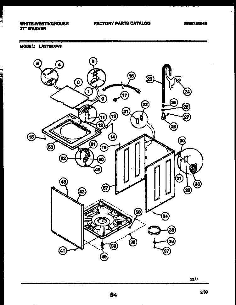 CABINET PARTS Diagram and Parts List for LA271MXW3  Frigidaire Washer