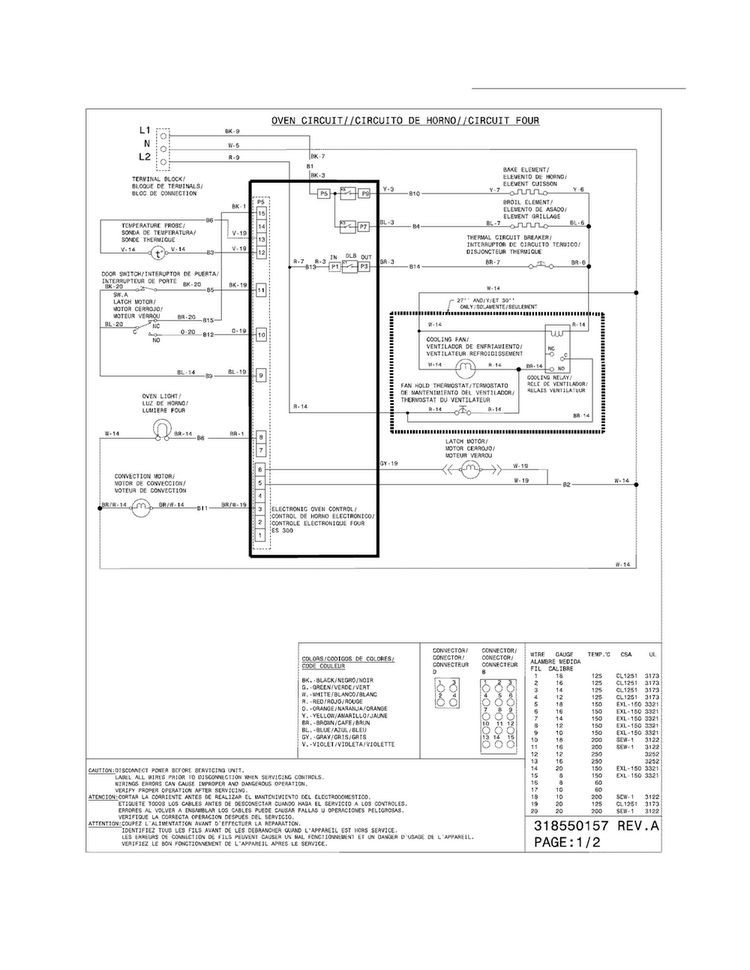 Wiring Diagram Diagram and Parts List for CFDS3035LS2  Frigidaire Range