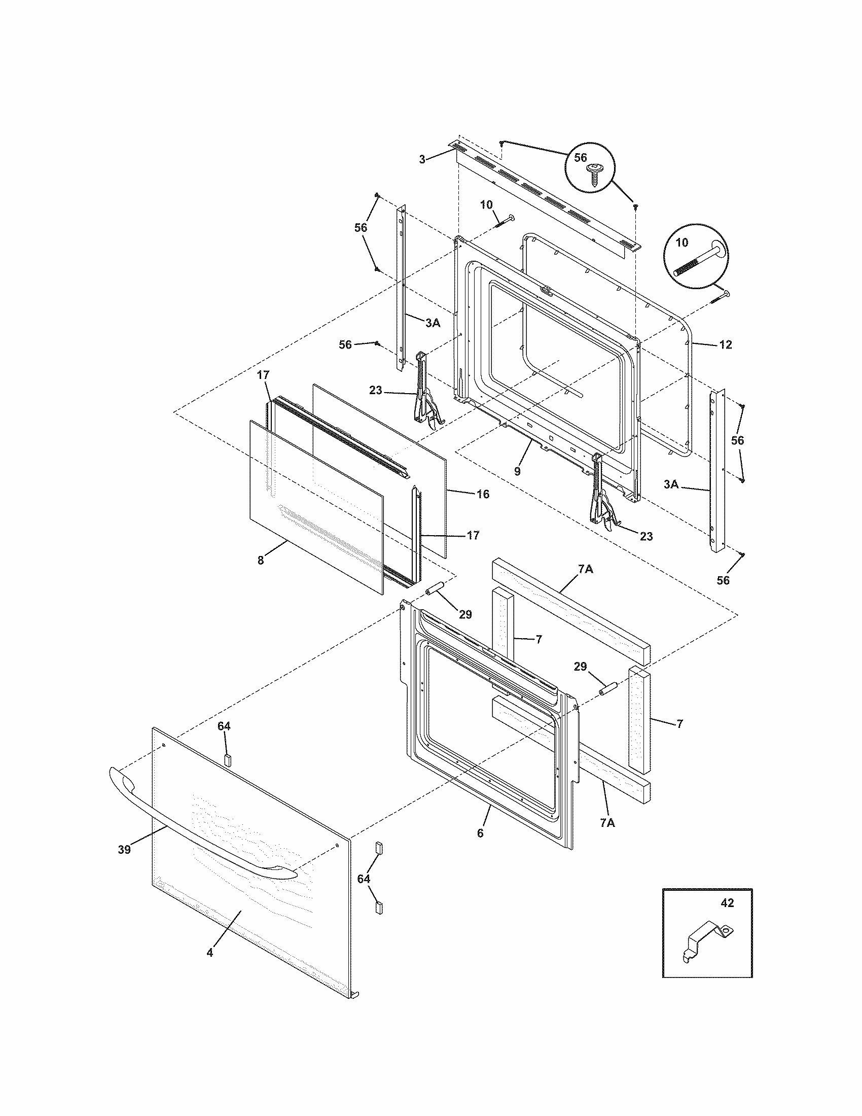 Doors Diagram and Parts List for 79047774405  Kenmore Wall Oven