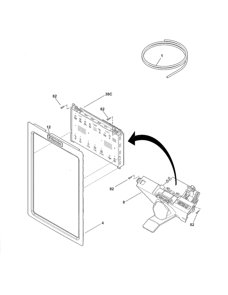 Controls & Ice Dispenser Diagram and Parts List for EW28BS85KS3  Electrolux Refrigerator