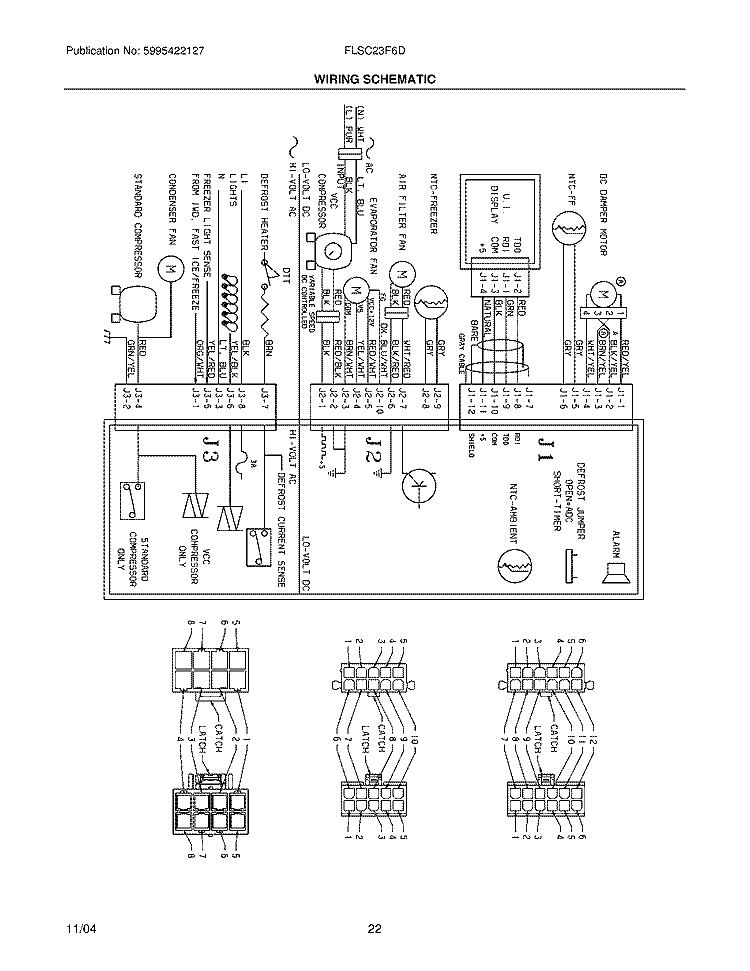 WIRING SCHEMATIC Diagram and Parts List for FLSC23F6DW0  Frigidaire Refrigerator