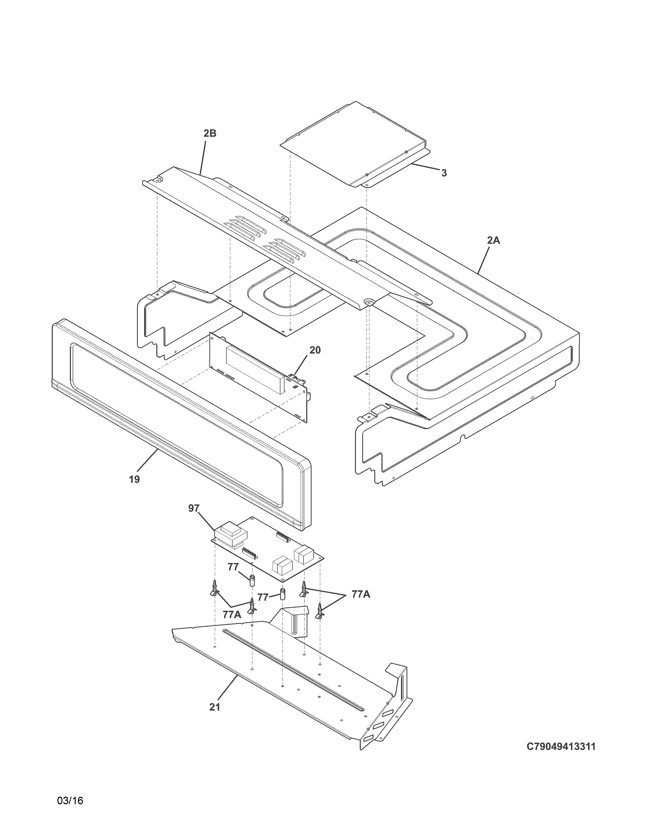 Control Panel Diagram and Parts List for 79049413314  Kenmore Wall Oven