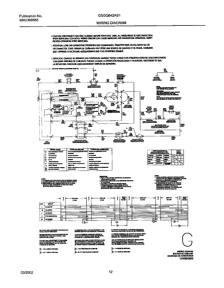 134064800 WIRING DIAGRAM Diagram and Parts List for GSGQ642AS1  Frigidaire Dryer