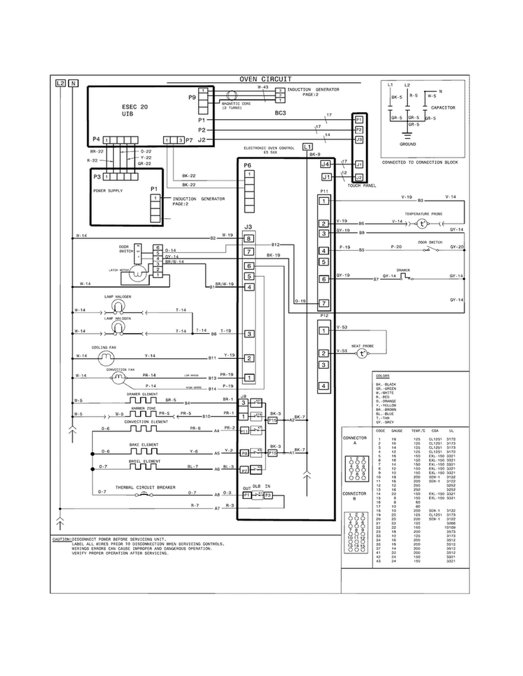 Wiring Diagram Diagram and Parts List for FGIS3065PFA  Frigidaire Range