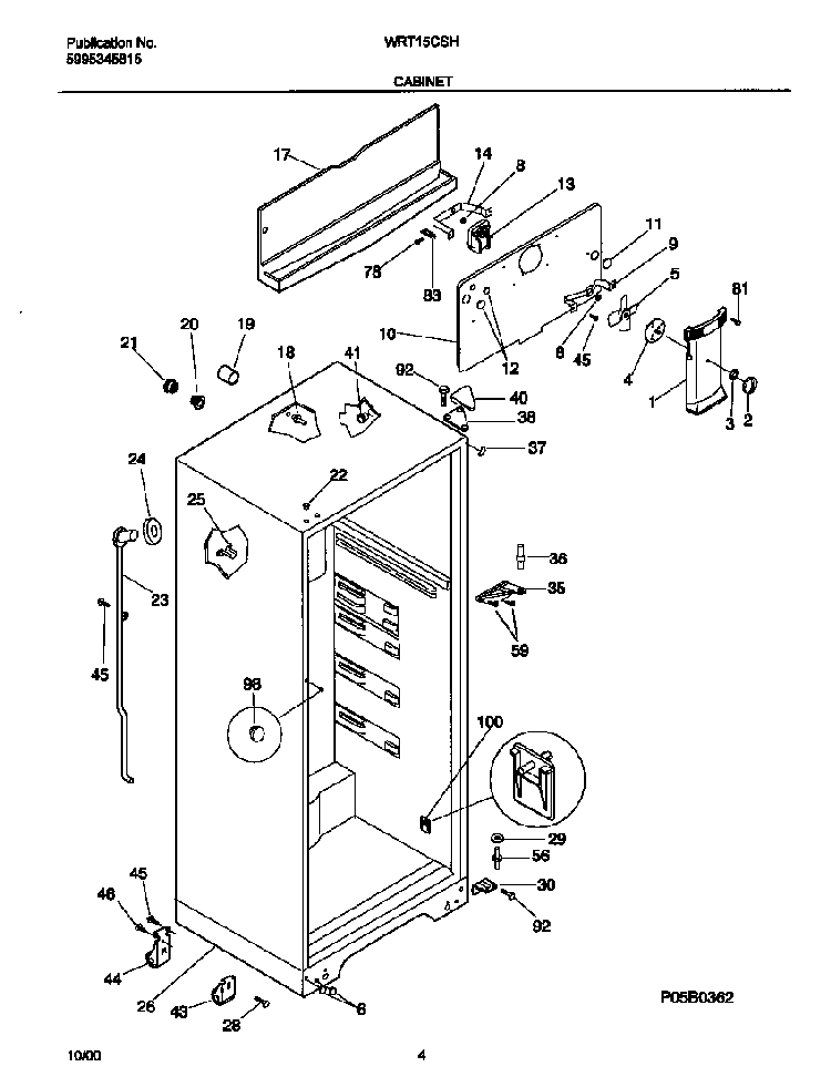 Cabinet Diagram and Parts List for WRT15CSHD4  Westinghouse Refrigerator