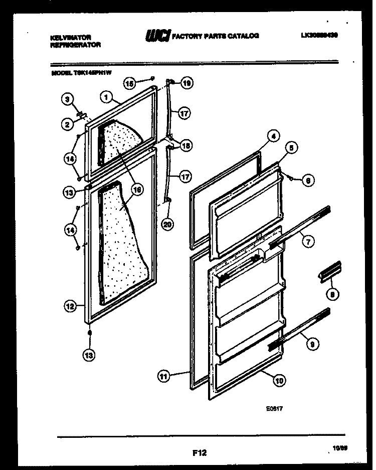 DOOR PARTS Diagram and Parts List for TSK145PN1F  Kelvinator Refrigerator