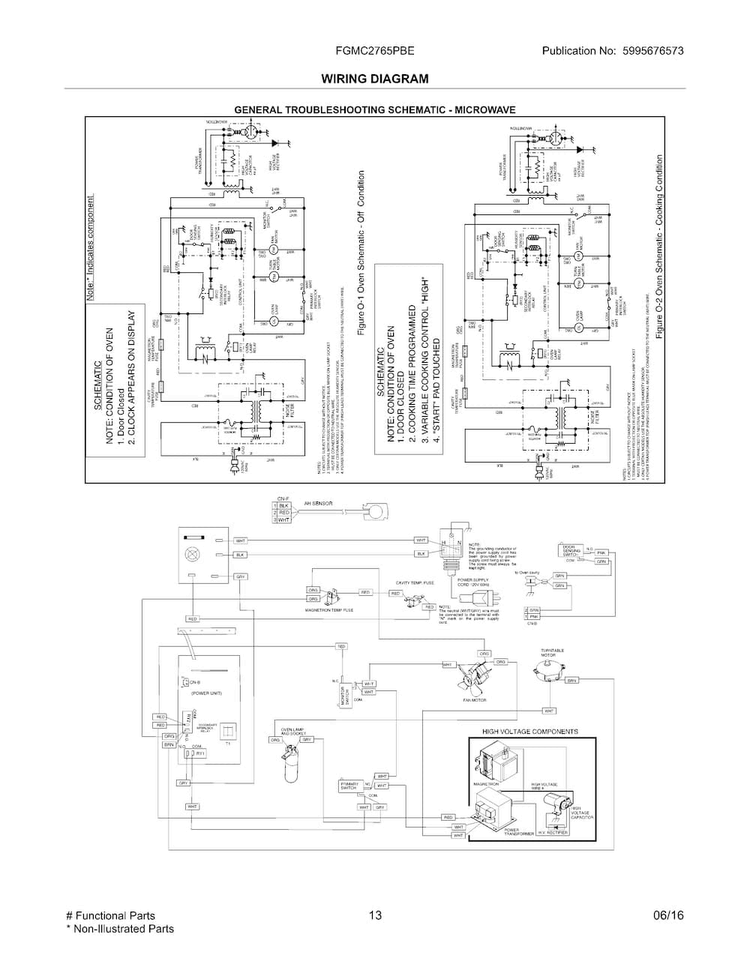 Wiring Diagram Diagram and Parts List for FGMC2765PBE  Frigidaire Microwave Oven Combo