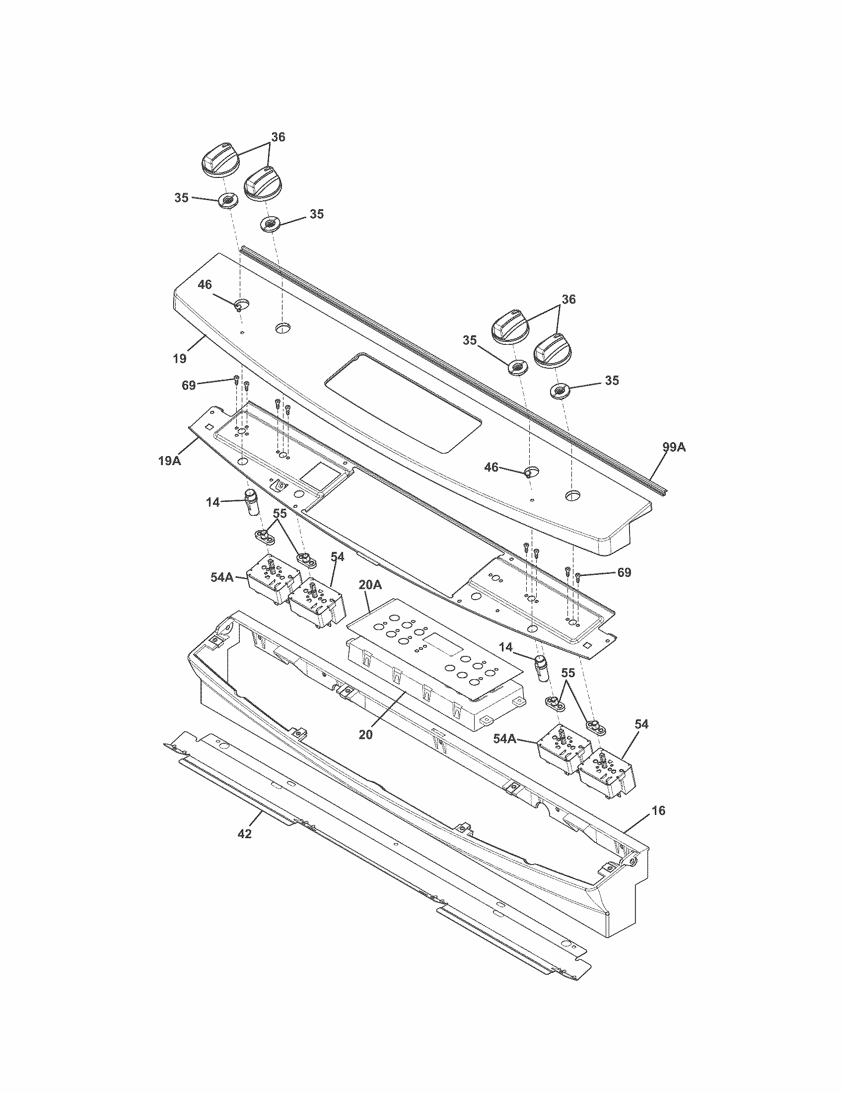 Backguard Diagram and Parts List for 79042529310  Kenmore Range