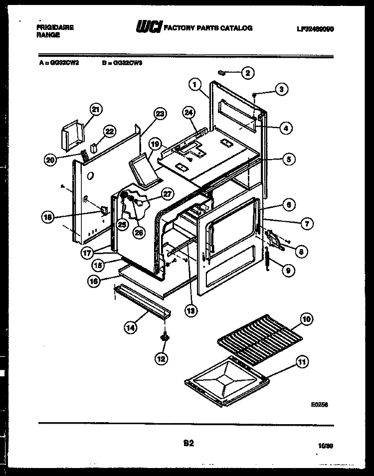 BODY PARTS Diagram and Parts List for GG32CL2  Frigidaire Range
