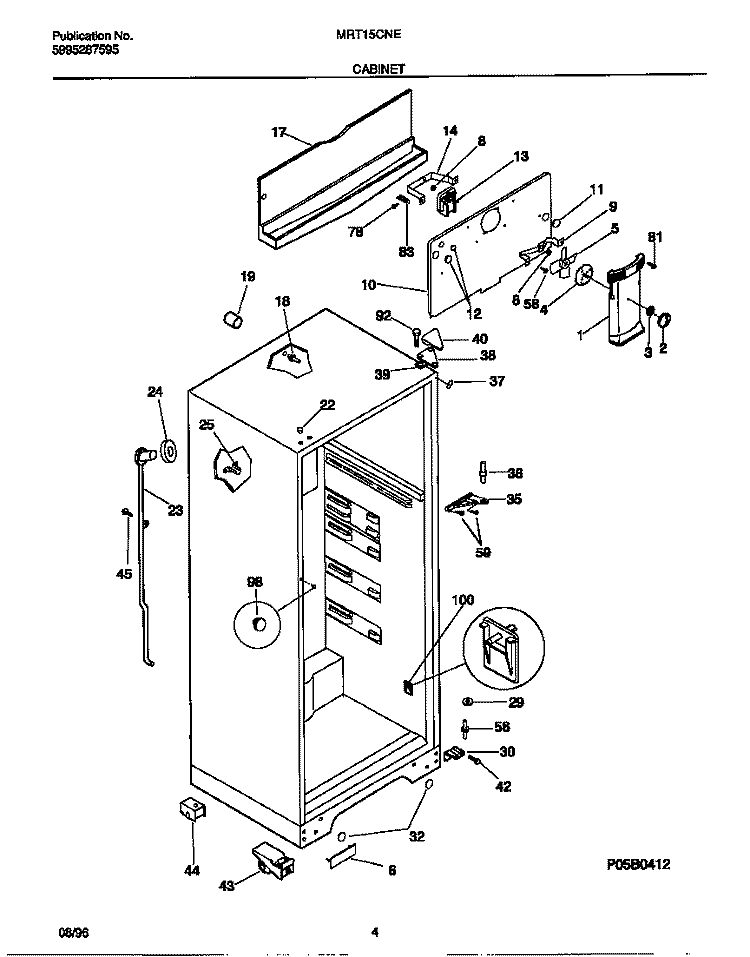 CABINET Diagram and Parts List for MRT15CNED1  Frigidaire Refrigerator