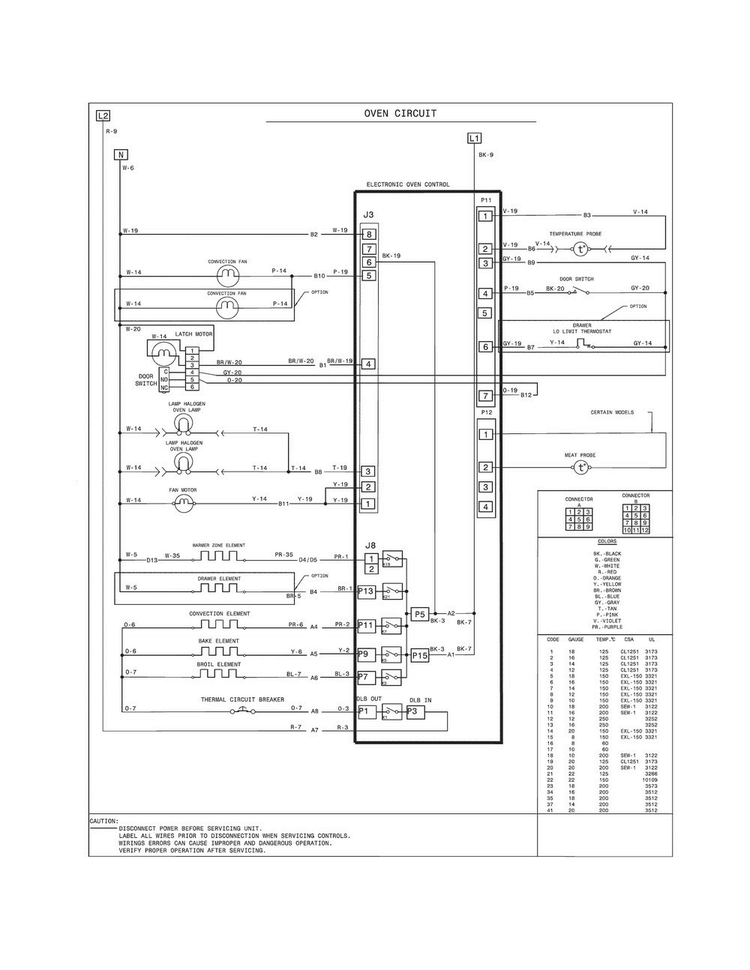 Wiring Diagram Diagram and Parts List for CGES3065PFH  Frigidaire Range