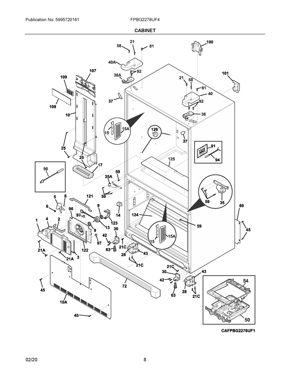 Cabinet Diagram and Parts List for FPBG2278UF4  Frigidaire Refrigerator