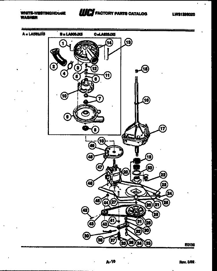MOTOR, TRANSMISSION AND DRIVE PARTS Diagram and Parts List for LA560JXW5  Frigidaire Washer