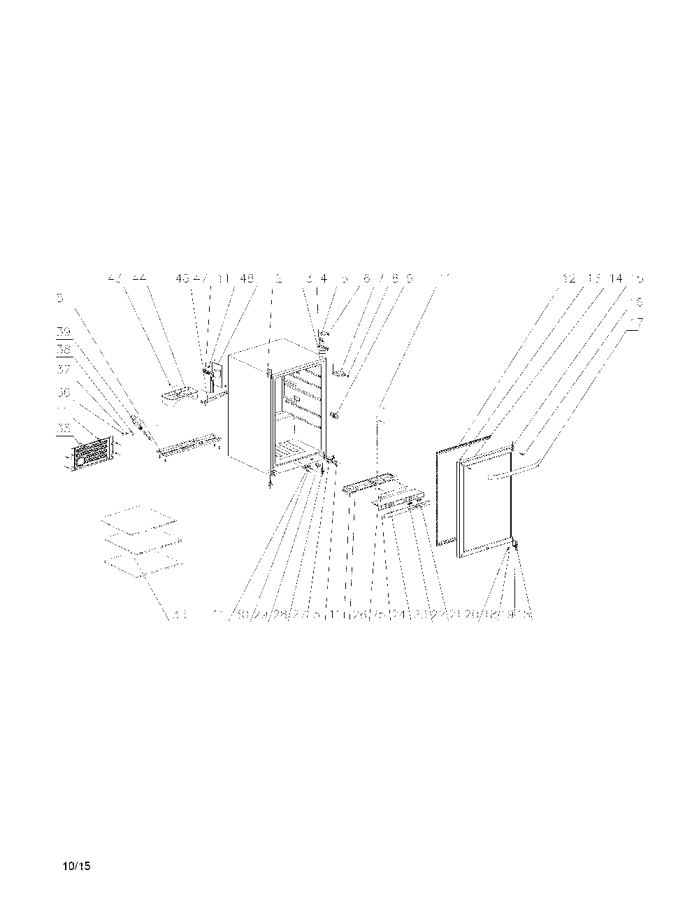 Recommended spare parts Diagram and Parts List for FFBC46L2QS0  Frigidaire Wine and Beverage Cooler